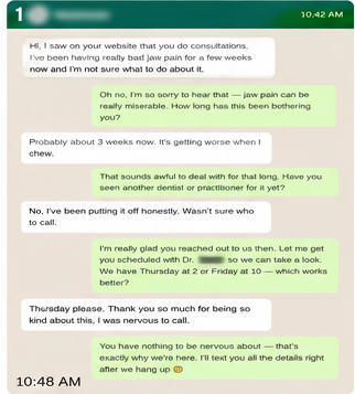 Anonymized patient conversation proof card
