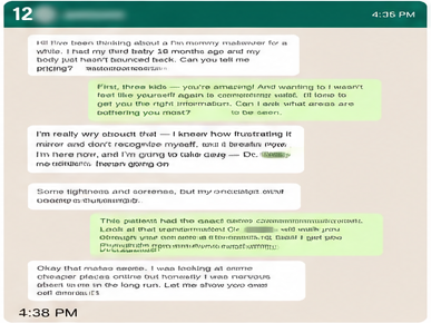 Anonymized patient conversation proof card